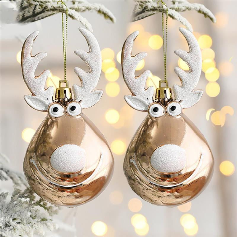 2pcs Elk Christmas Balls Ornaments Xmas Tree Hanging Bauble Pendant