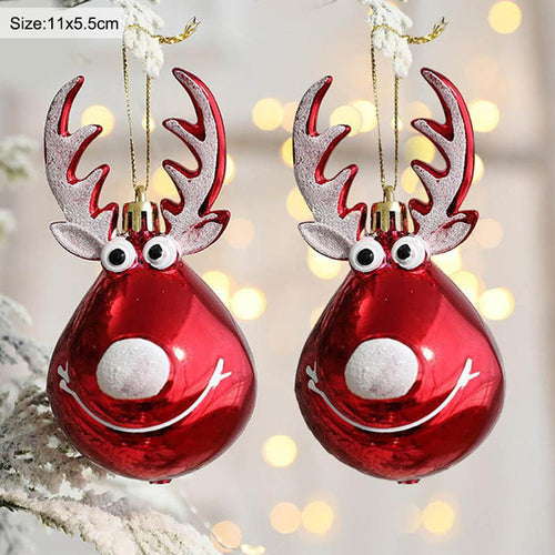 2pcs Elk Christmas Balls Ornaments Xmas Tree Hanging Bauble Pendant