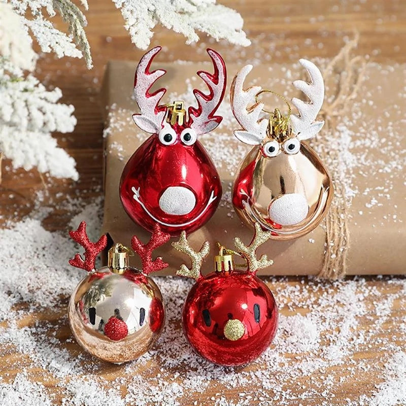 2pcs Elk Christmas Balls Ornaments Xmas Tree Hanging Bauble Pendant