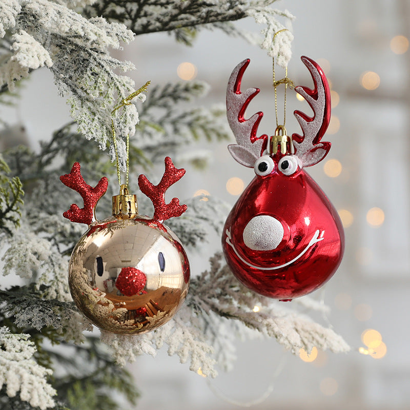 2pcs Elk Christmas Balls Ornaments Xmas Tree Hanging Bauble Pendant