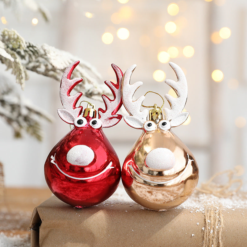 2pcs Elk Christmas Balls Ornaments Xmas Tree Hanging Bauble Pendant