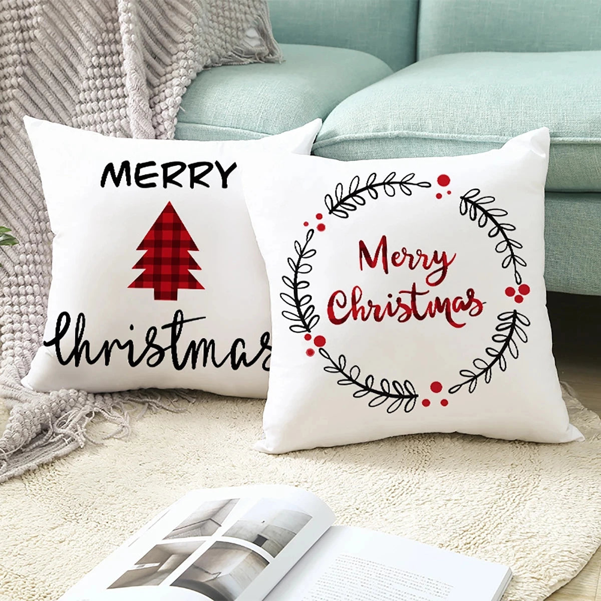 45cm Christmas Cushion Cover Navidad Merry Christmas Decorations For